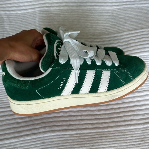 adidas Green and White Campus Sneakers - Picture 1 of 4